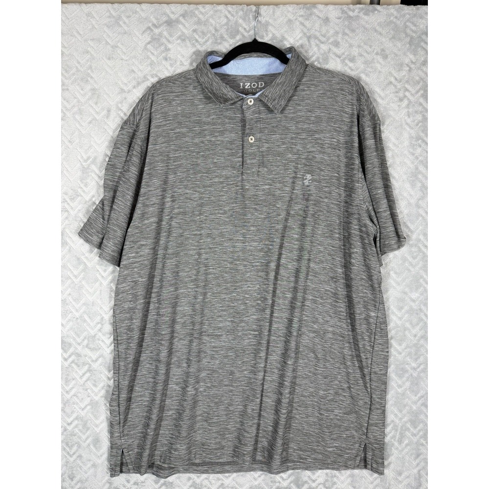 Mens Izod Golf with Stretch Short Sleeve Gray Polo Shirt Size XL